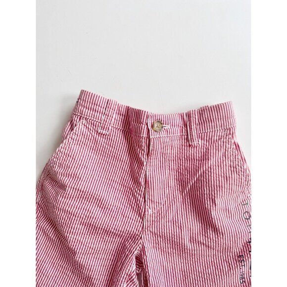 Boys' TOMMY HILFIGER Red White Striped Cotton Seersucker Chino Shorts, Size 8 - Picture 2 of 13